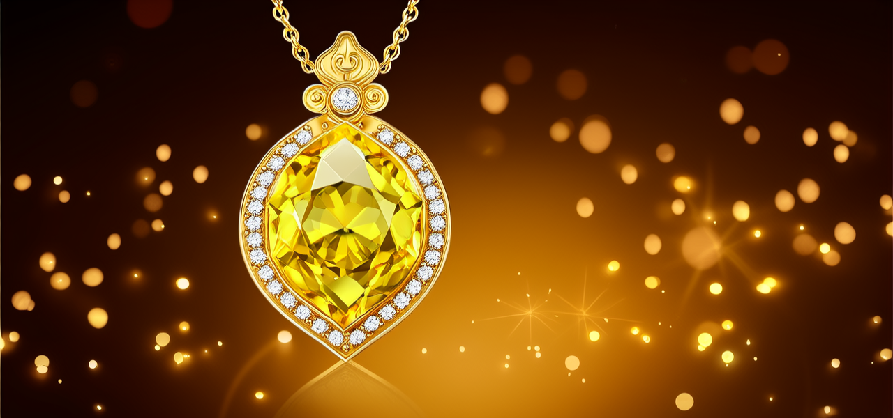 黄金宝石吊坠图片